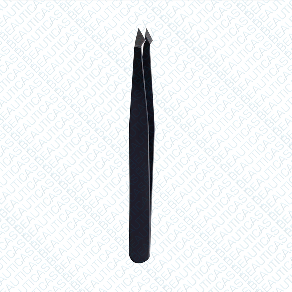 Professional Tweezers Pointed Slant - Titanium Black