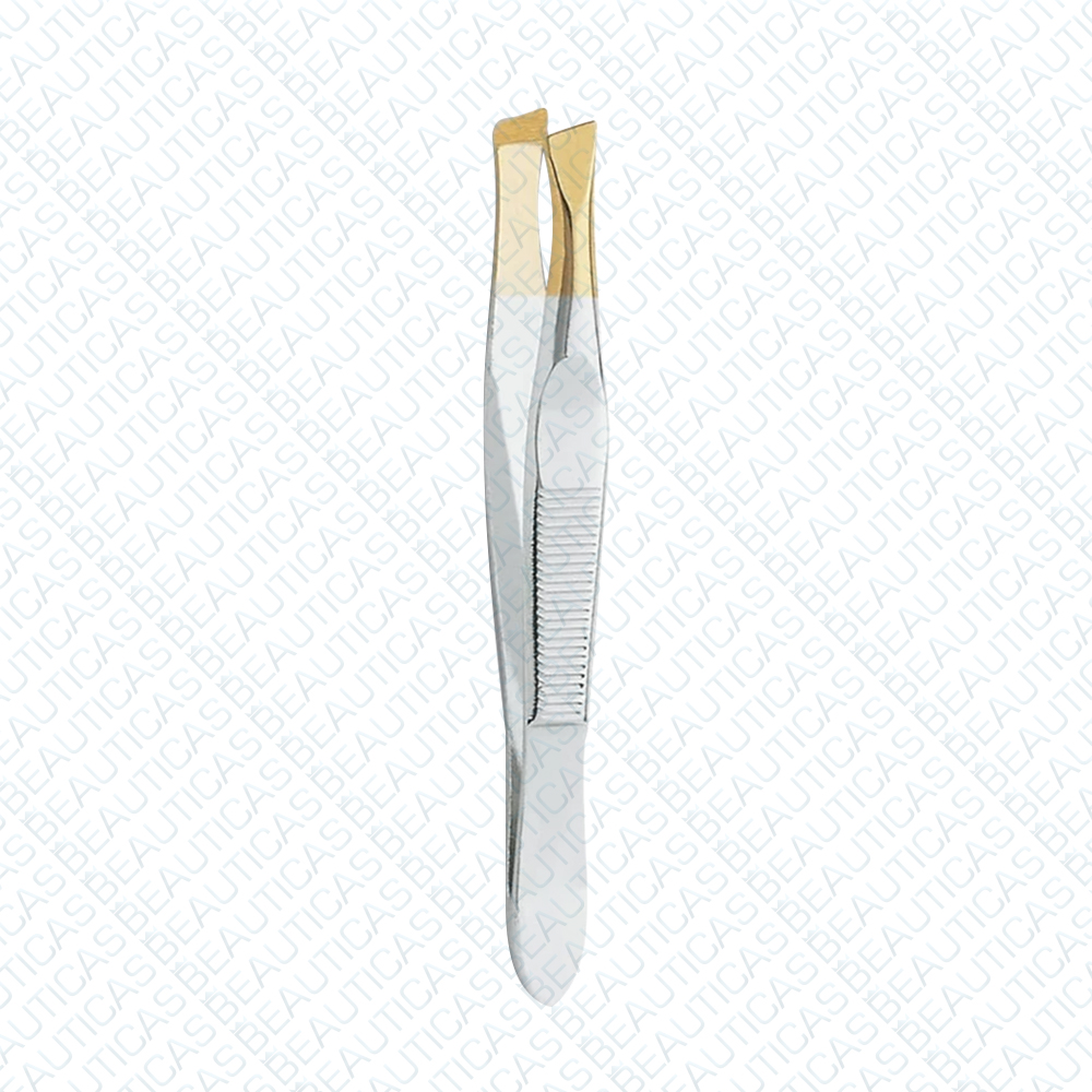 Professional Tweezers Slanted - Titanium Gold Tip