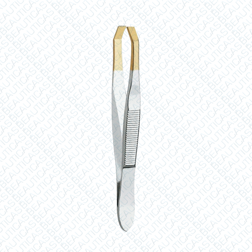 Professional Tweezers Bended - Titanium Gold Tip